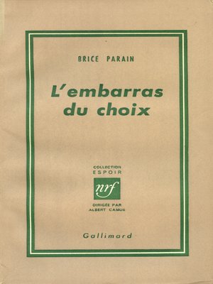 cover image of L'embarras du choix